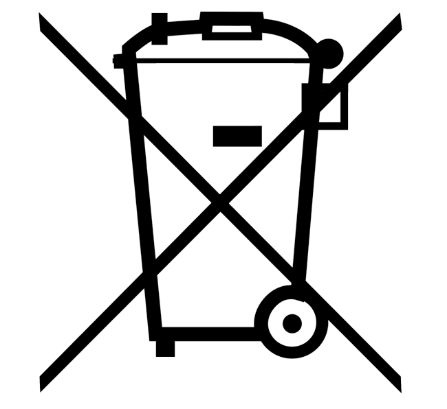 Symbol: Durchgestrichene Mülltonne – Batterien nicht im Hausmüll entsorgen
